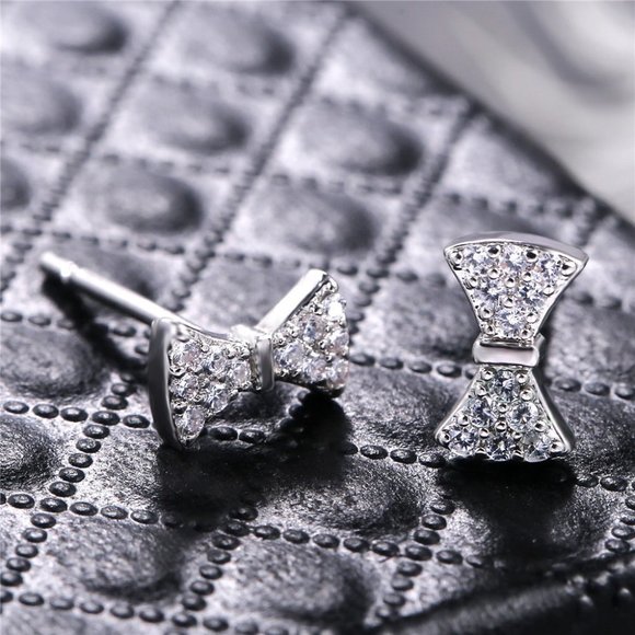 🍁Dainty Bow Sweet CZ Bow Shape Stud Earrings for Women, GPMB1425 - Picture 4 of 6